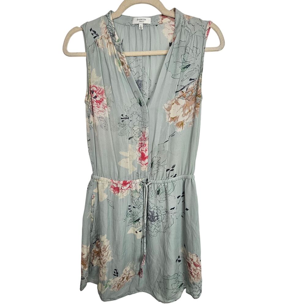 Babaton Womens 100% Silk Floral Mini Dress XS Cottage Boho Euro Summer Wedding